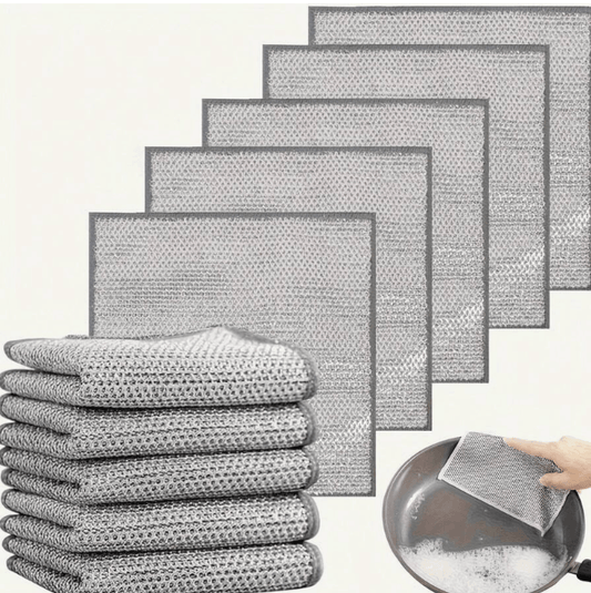 Pack 5 Panos de Limpeza de Malla de Alambre – Limpeza Eficiente e Sem Esforço!